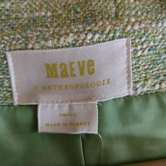 Anthropologie Green Tweed Vest Jacket - Picture 5 of 6